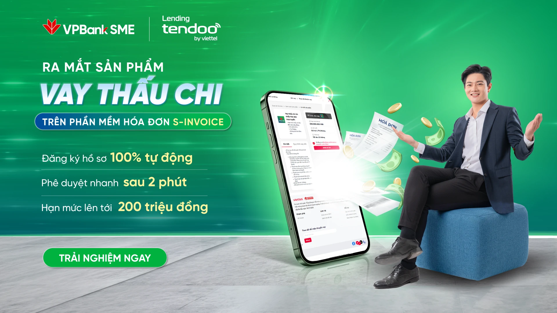 Ưu đãi lãi suất chỉ từ 1,5%/tháng khi vay thấu chi hóa đơn online